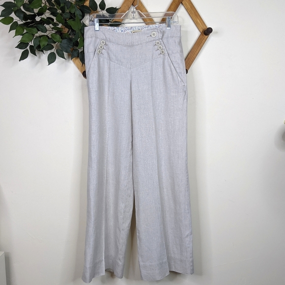 Anthropologie Pants - Anthropologie Elevenses Linen Wide Leg Work Pants